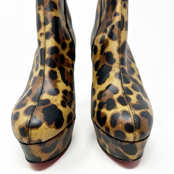Christian Louboutin Bianca Leopard Platform Ankle Boots Red Sole Size 36 - Picture 2 of 10